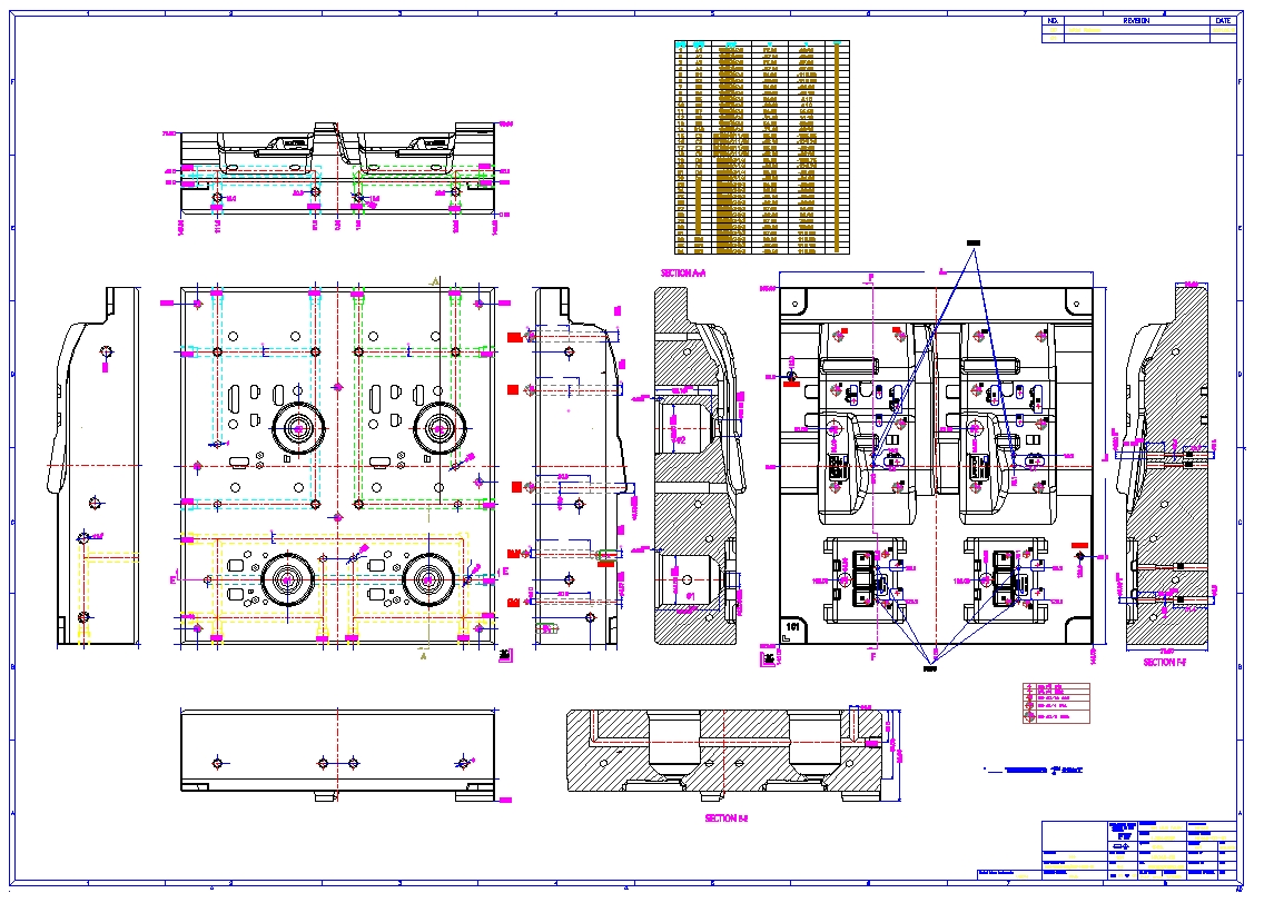 注塑模具主模仁2D加工圖標注
